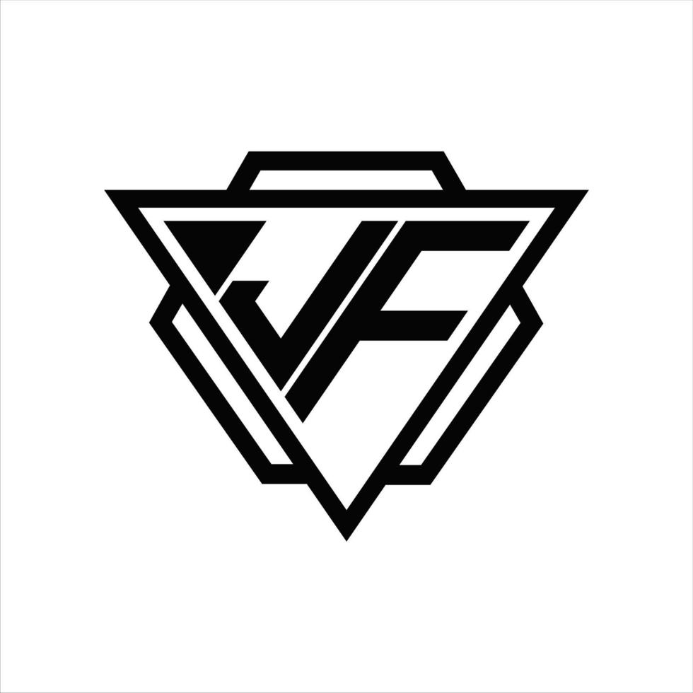 jf logo monogramma con triangolo e esagono modello vettore