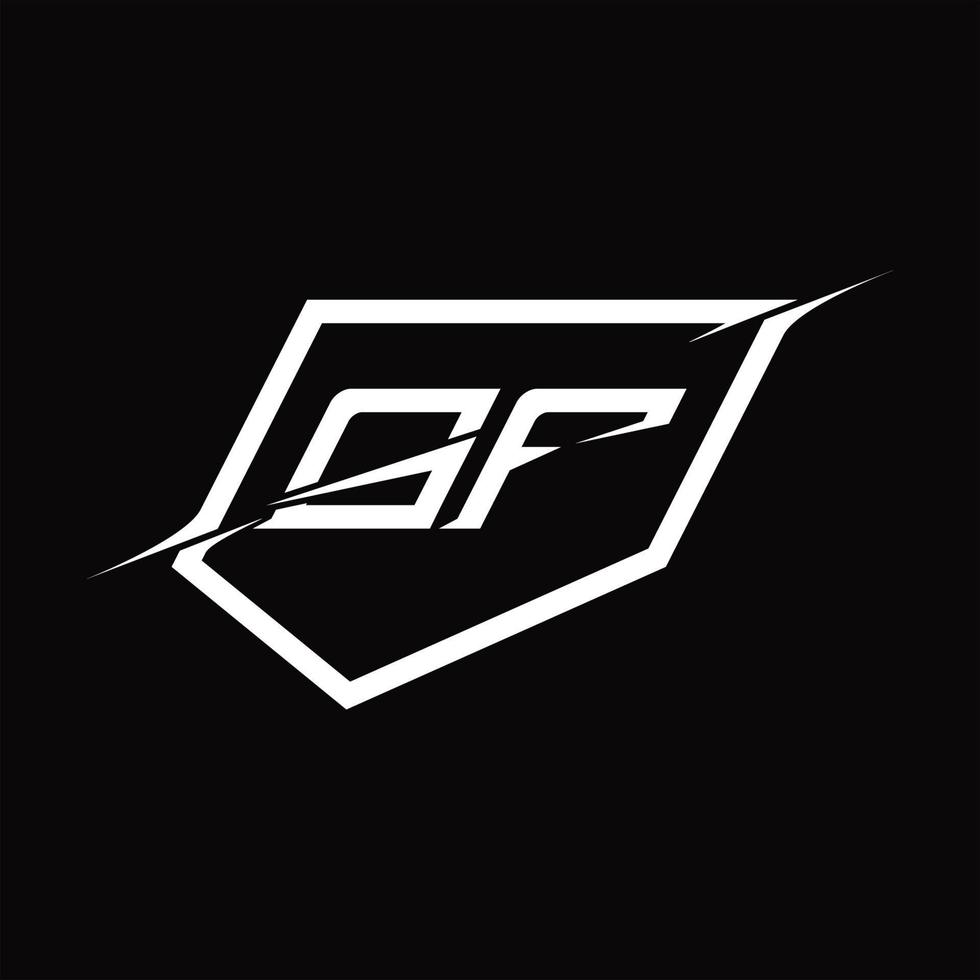 gf logo monogramma lettera con scudo e fetta stile design vettore