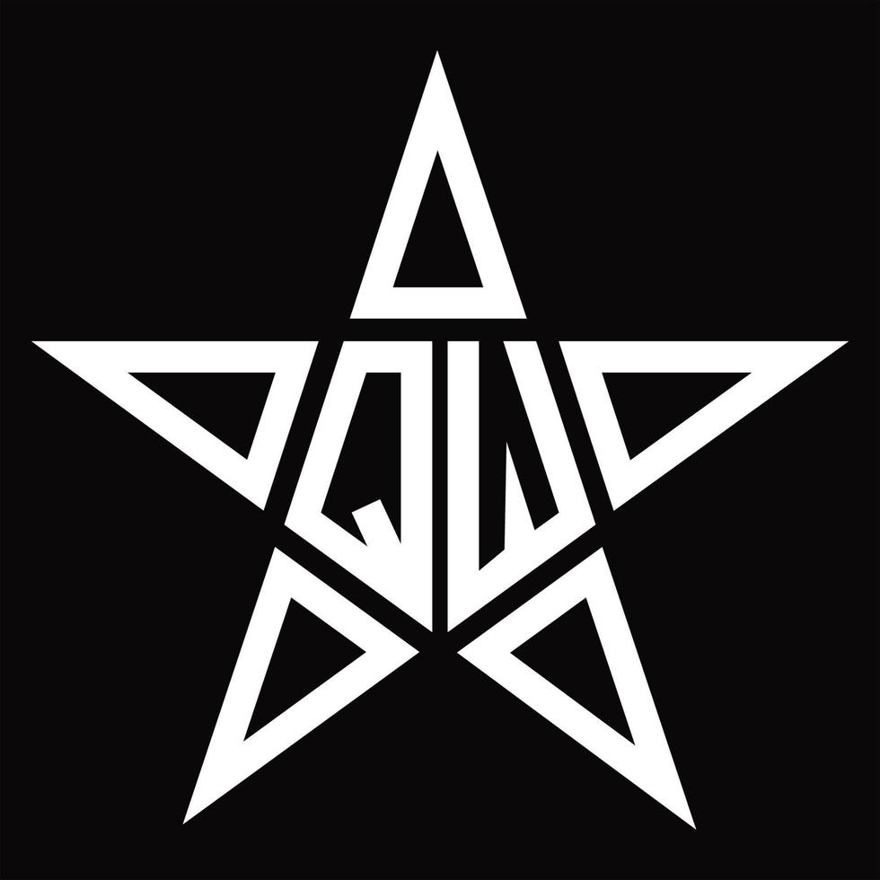 qw logo monogramma con stella forma design modello vettore
