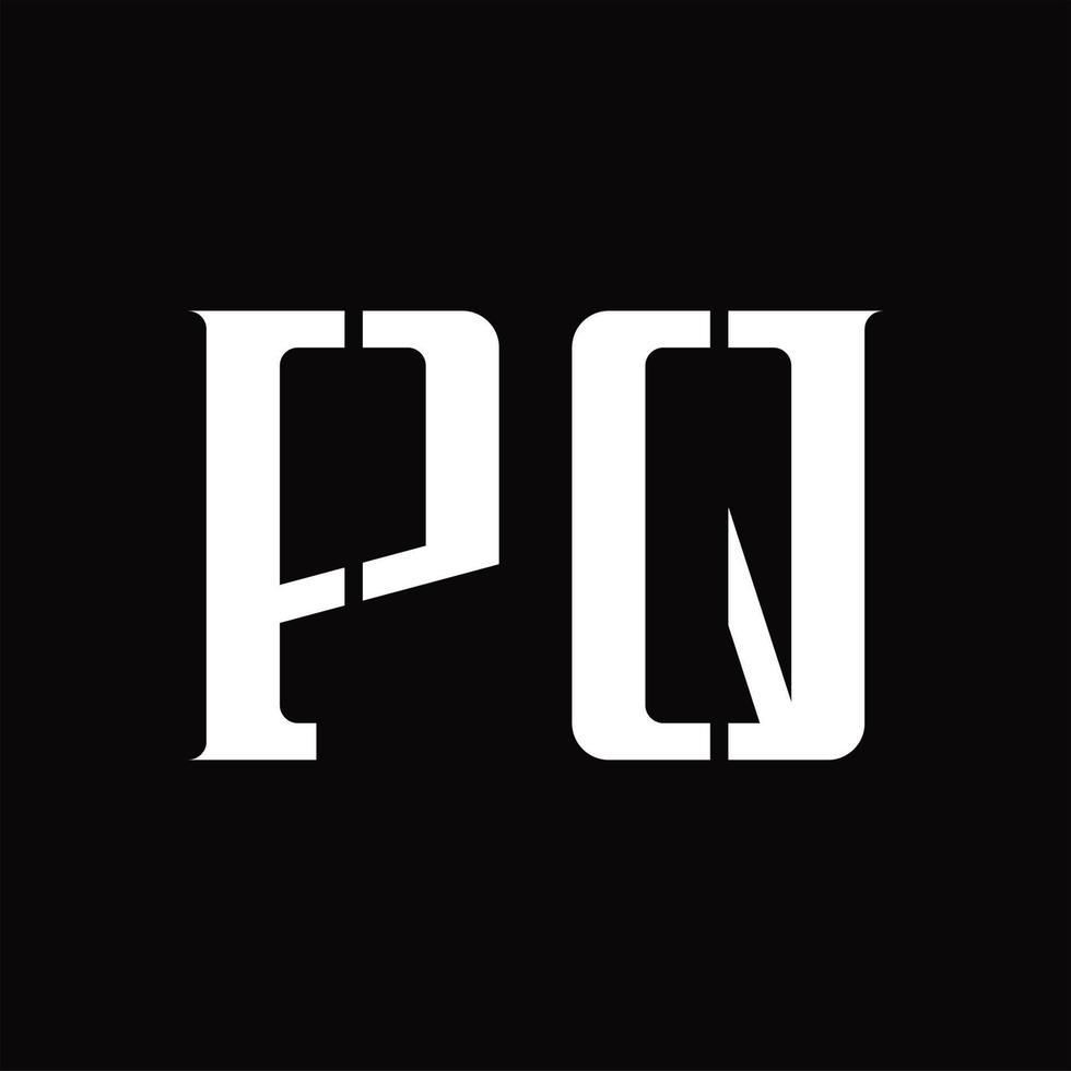pq logo monogramma con mezzo fetta design modello vettore