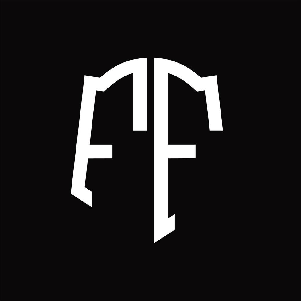 ff logo monogramma con scudo forma nastro design modello vettore