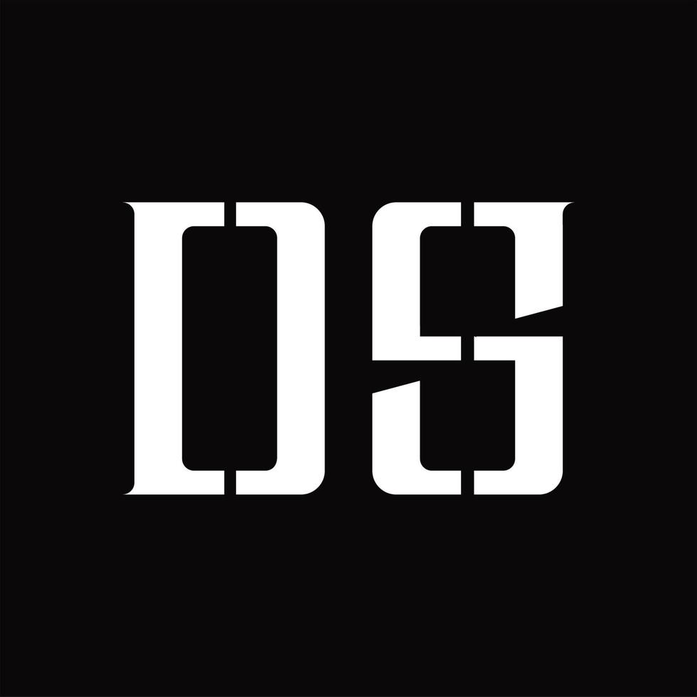 ds logo monogramma con mezzo fetta design modello vettore