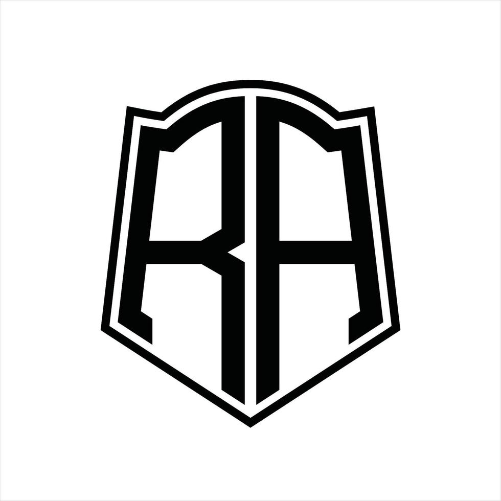 RA logo monogramma con scudo forma schema design modello vettore