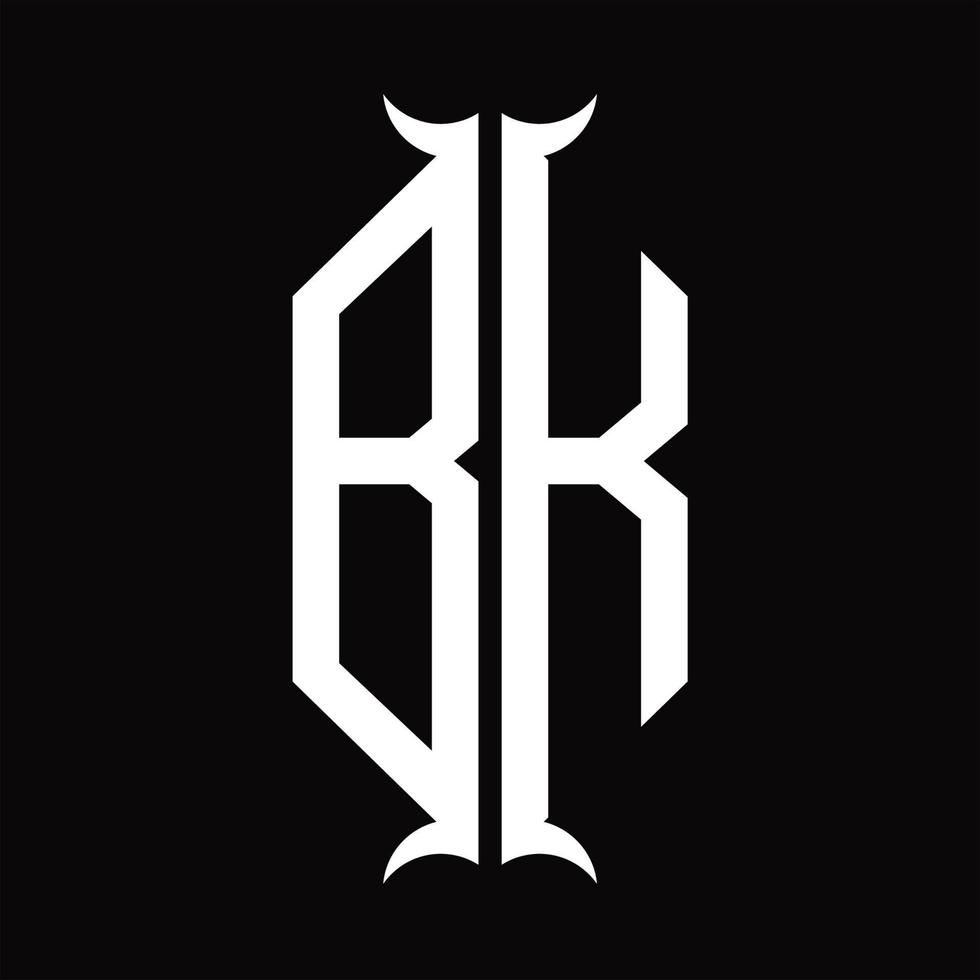 bk logo monogramma con corno forma design modello vettore