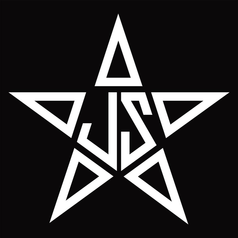 jz logo monogramma con stella forma design modello vettore