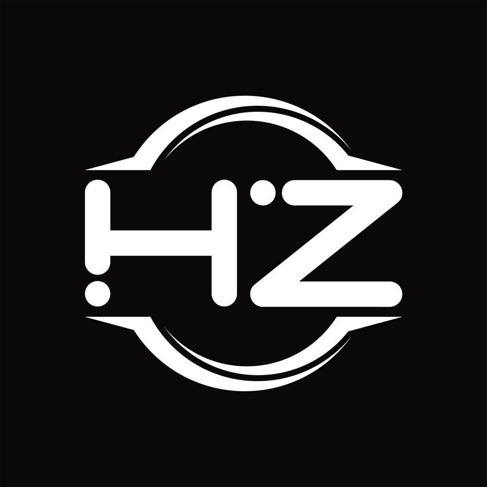 hz logo monogramma con cerchio arrotondato fetta forma design modello vettore