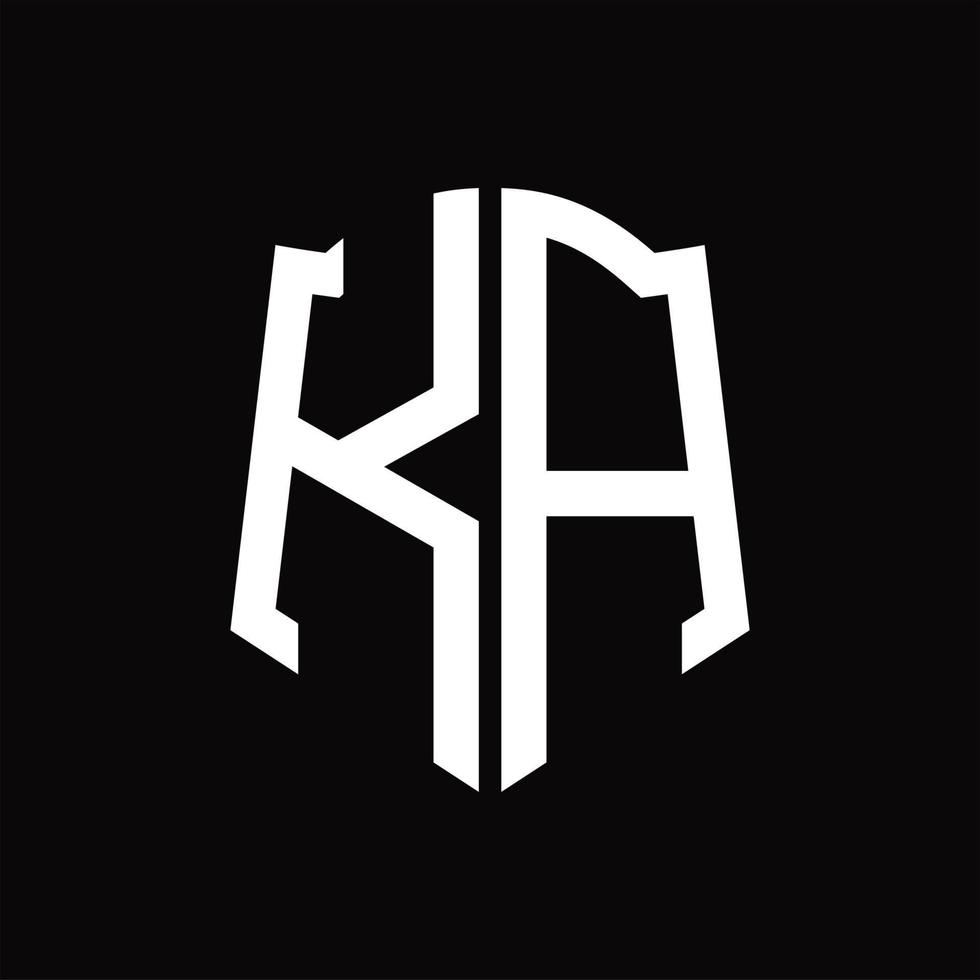 ka logo monogramma con scudo forma nastro design modello vettore