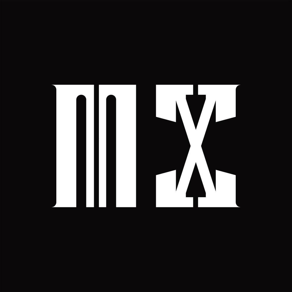 mx logo monogramma con mezzo fetta design modello vettore