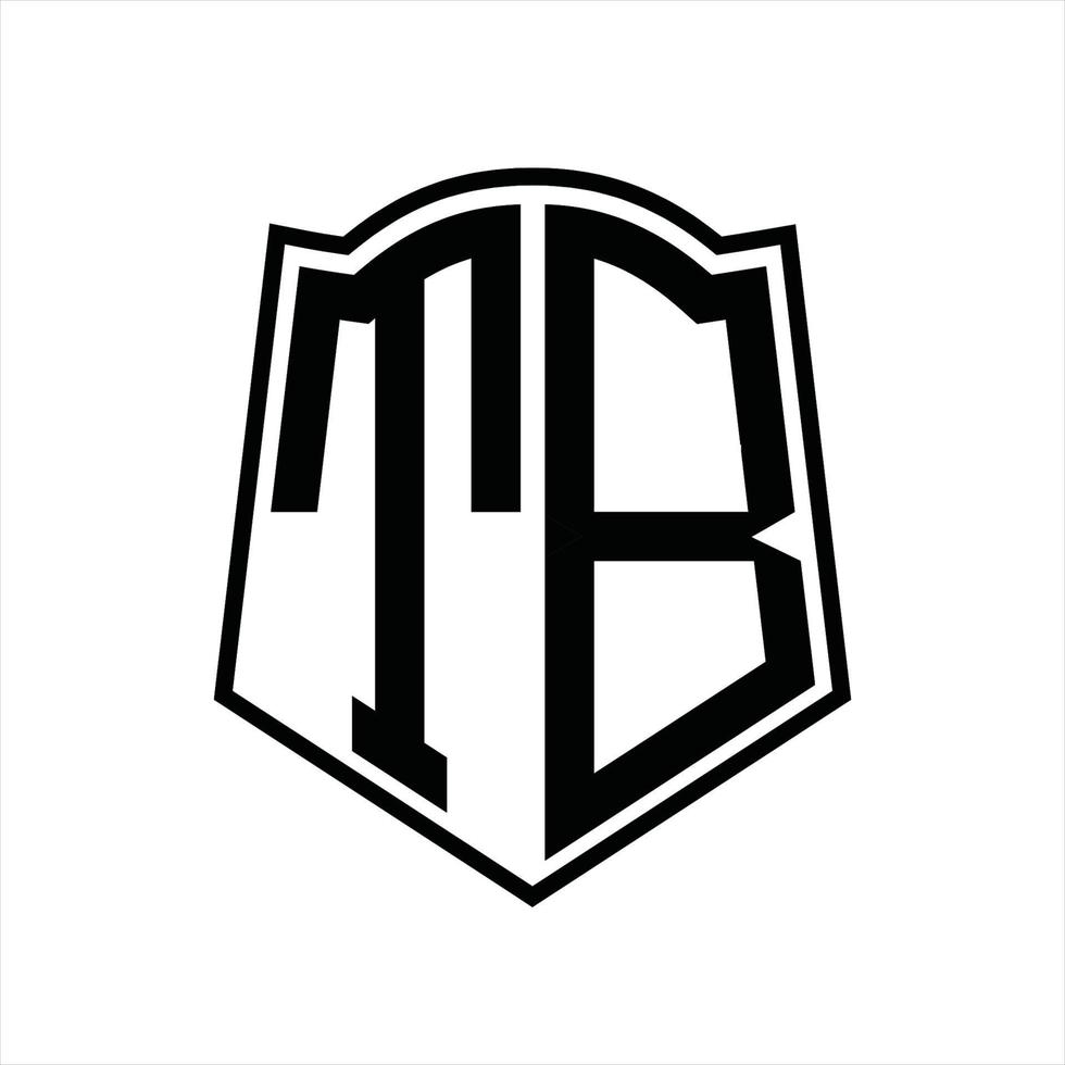 tb logo monogramma con scudo forma schema design modello vettore