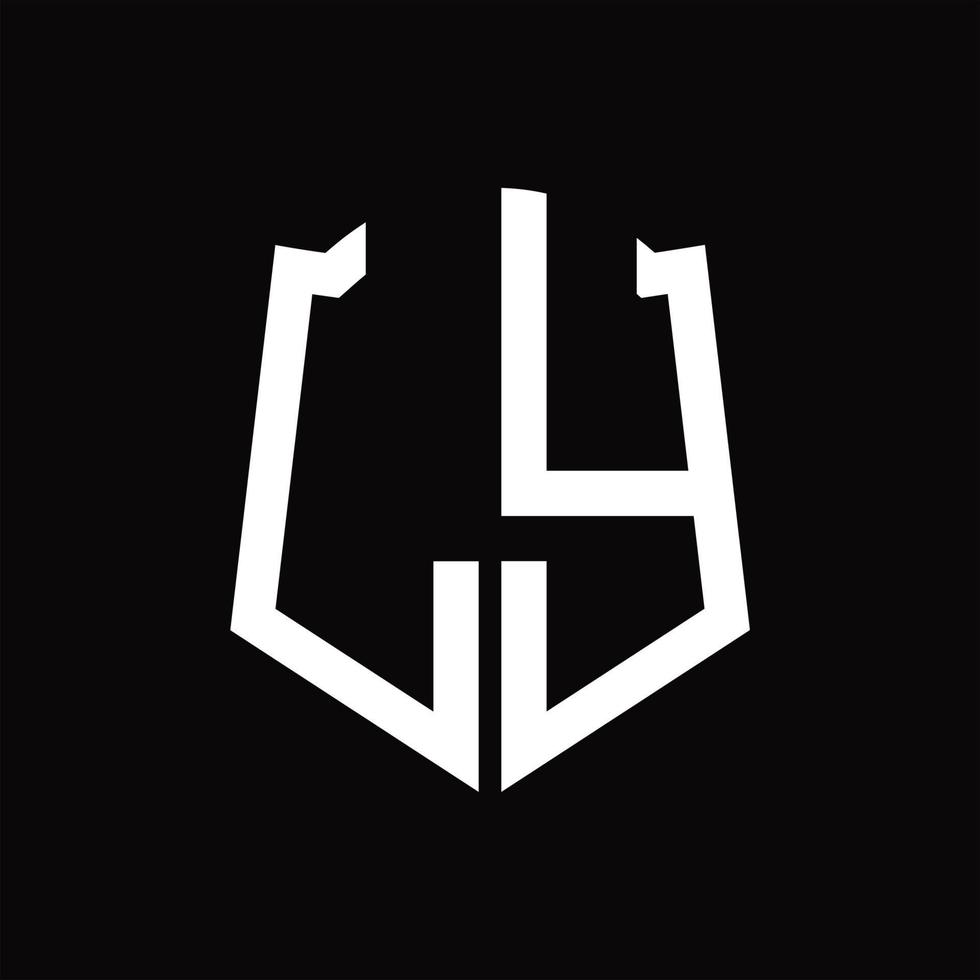 LY logo monogramma con scudo forma nastro design modello vettore