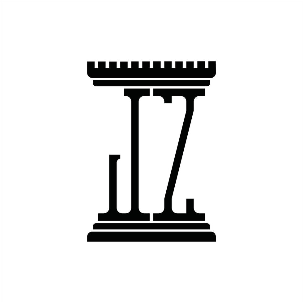 jz logo monogramma con pilastro forma design modello vettore