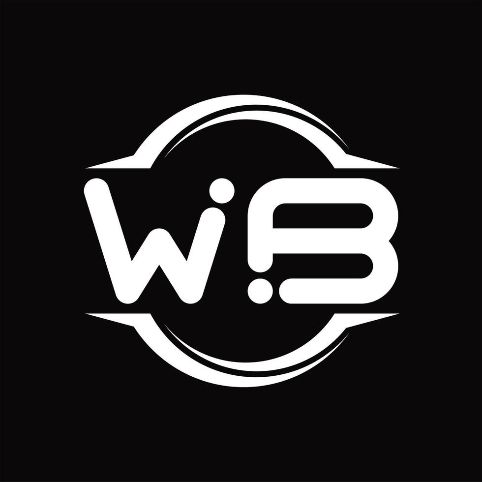 wb logo monogramma con cerchio arrotondato fetta forma design modello vettore