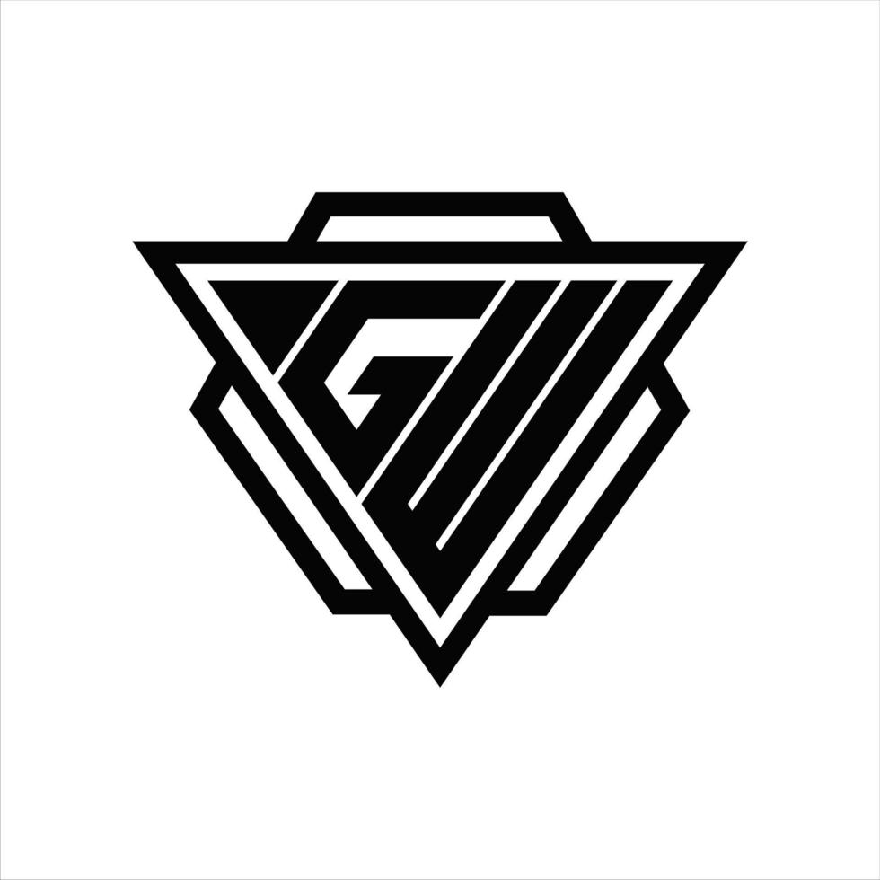 gw logo monogramma con triangolo e esagono modello vettore