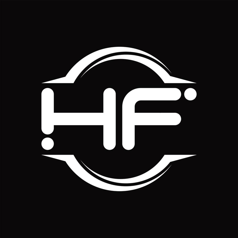 HF logo monogramma con cerchio arrotondato fetta forma design modello vettore