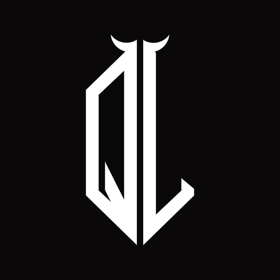 ql logo monogramma con corno forma isolato nero e bianca design modello vettore