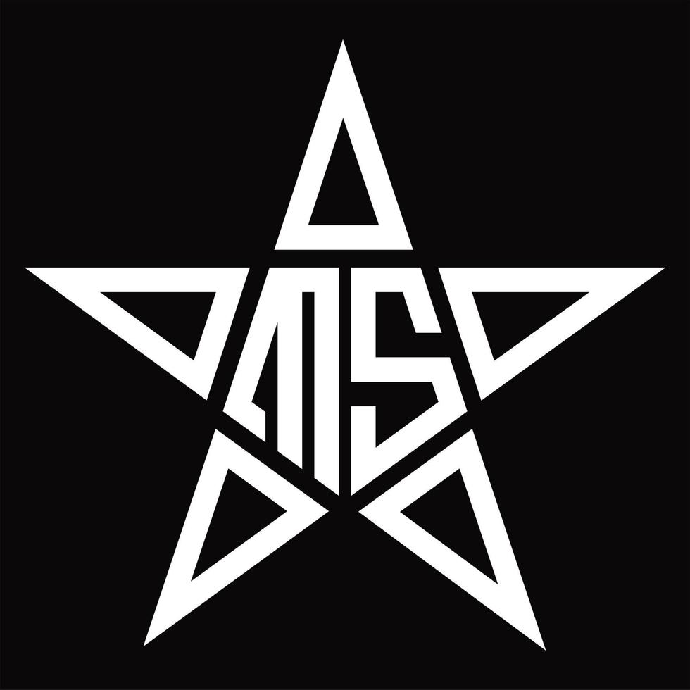 SM logo monogramma con stella forma design modello vettore