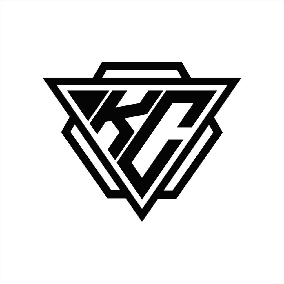 kc logo monogramma con triangolo e esagono modello vettore