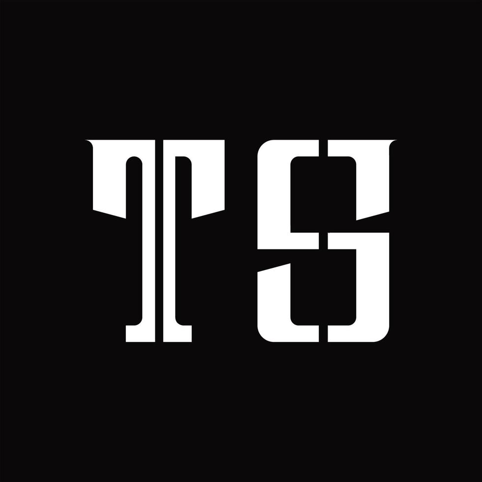 ts logo monogramma con mezzo fetta design modello vettore