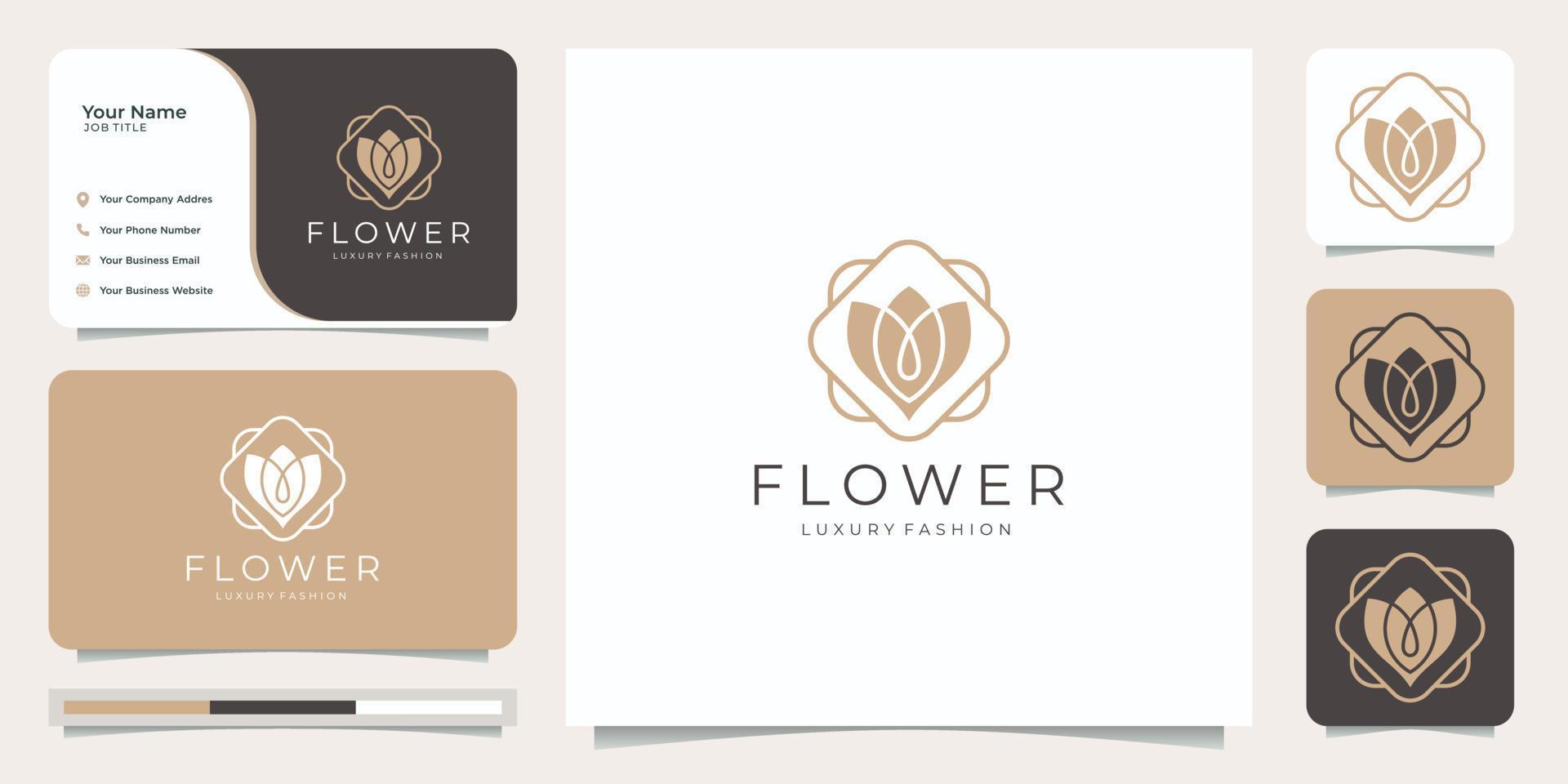 minimalista elegante fiore rosa lusso bellezza salone, moda, pelle cura, cosmetici, yoga e terme prodotti. logo modelli e attività commerciale carta design.premium vettore