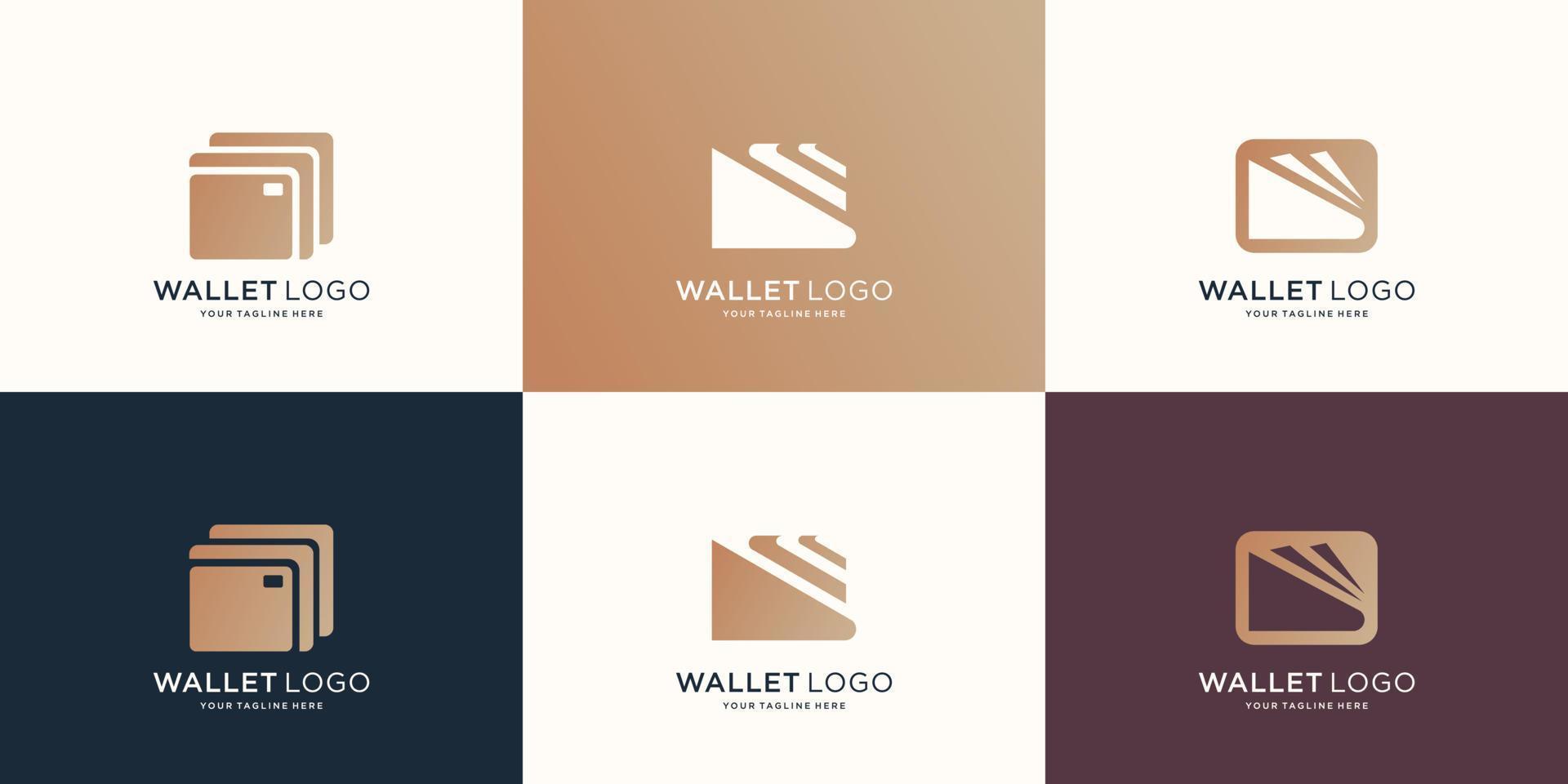 impostato di collezione portafoglio logo design ispirazione. moderno logo, digitale portafoglio, oro colore modello. vettore