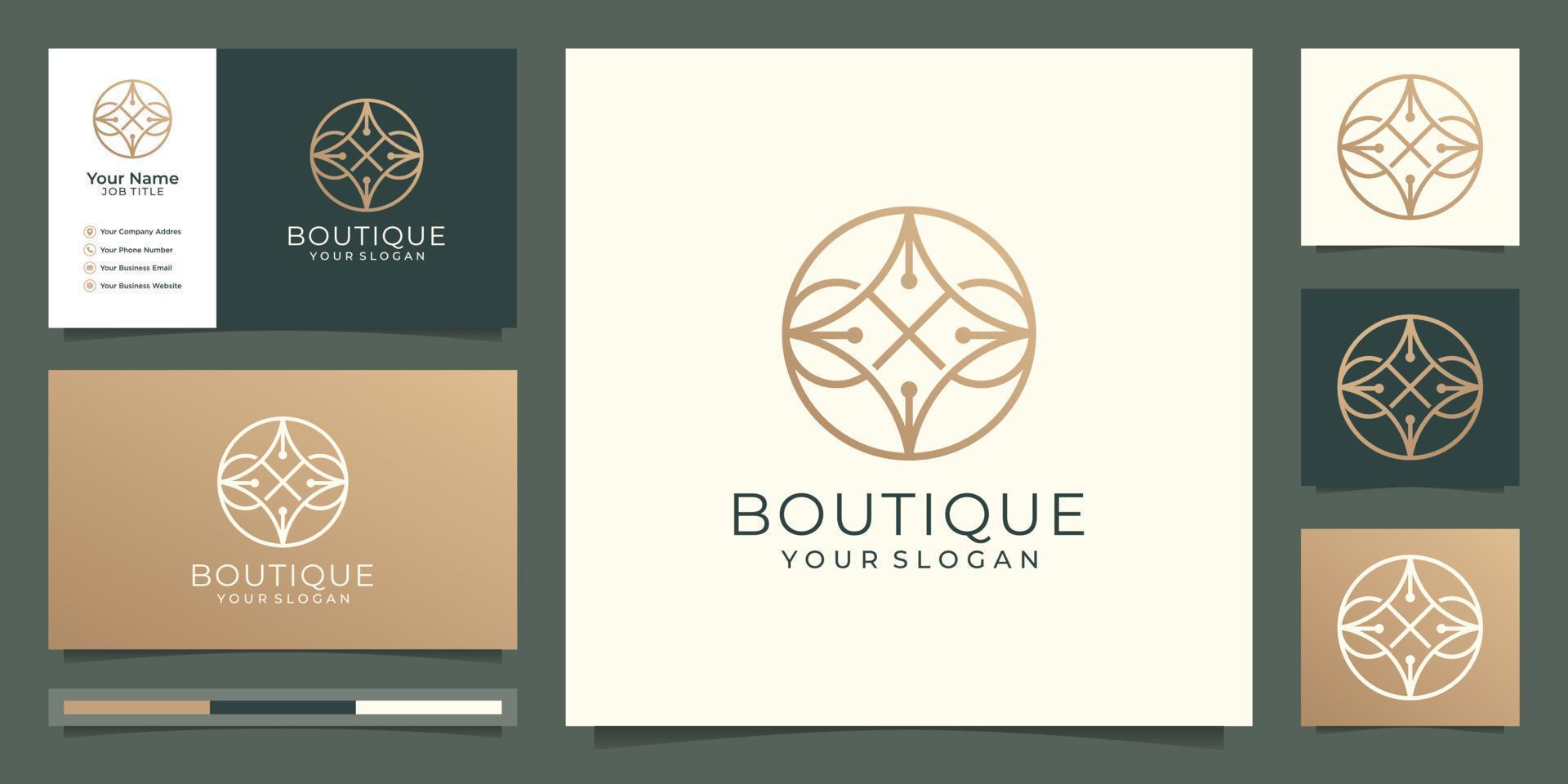 boutique minimalista semplice e elegante floreale monogramma modello, elegante linea arte logo disegno, affari carta vettore illustrazione.premium vettore