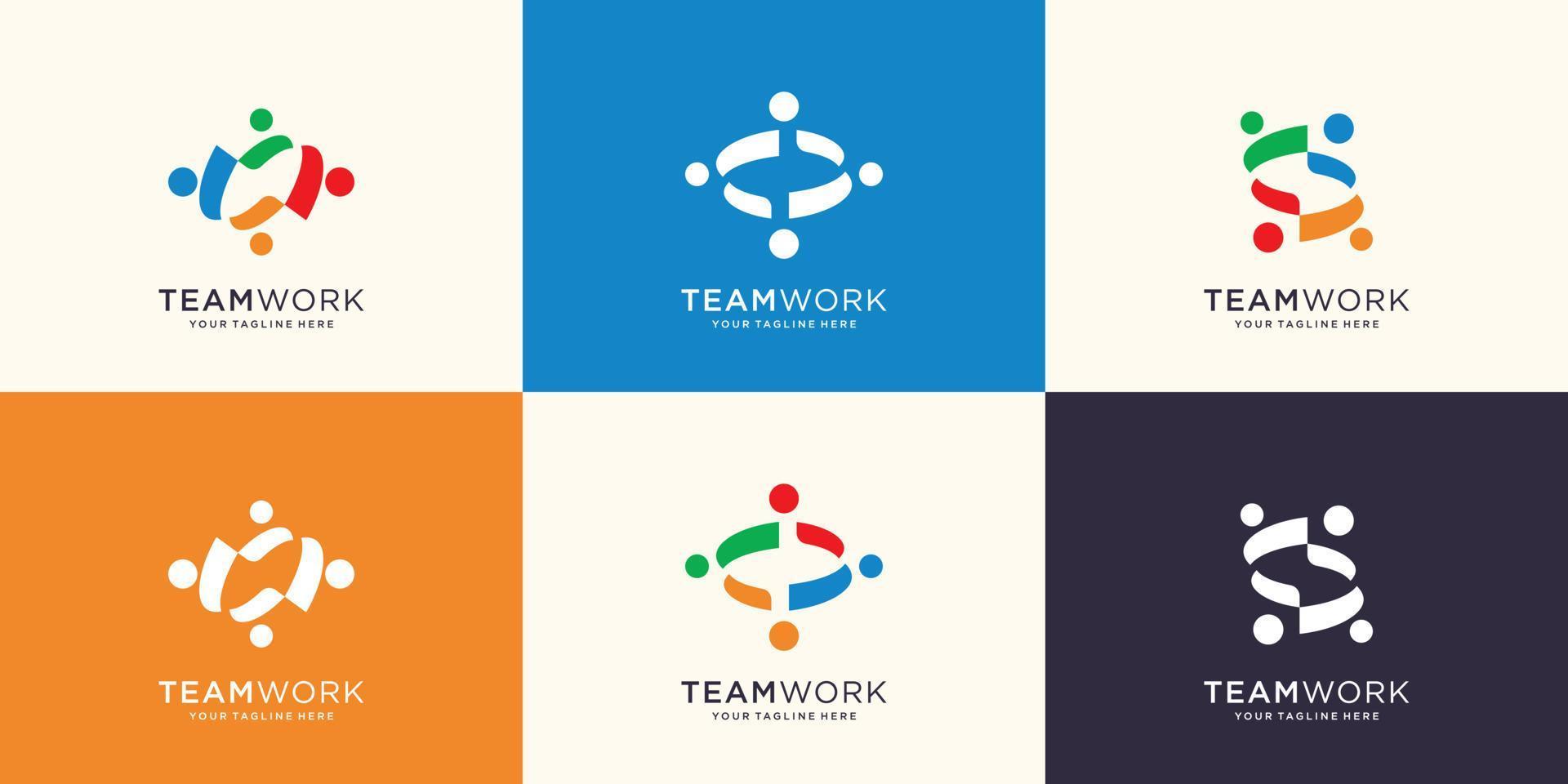 collezione di Comunità logo modello. creativo concetto persone astratto, lavoro di squadra, colore, gruppo. premio vettore