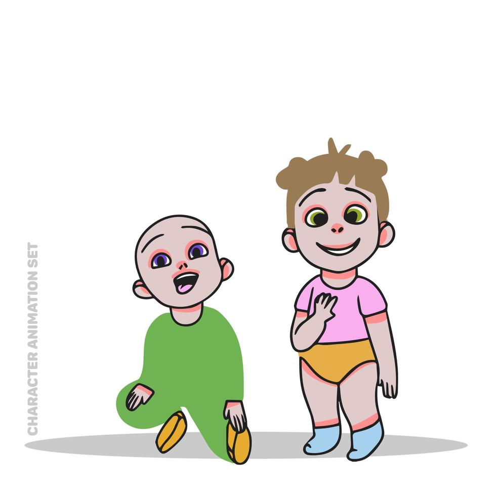 cartone animato bambini, personaggi per animazione disegno, scarabocchio vettore