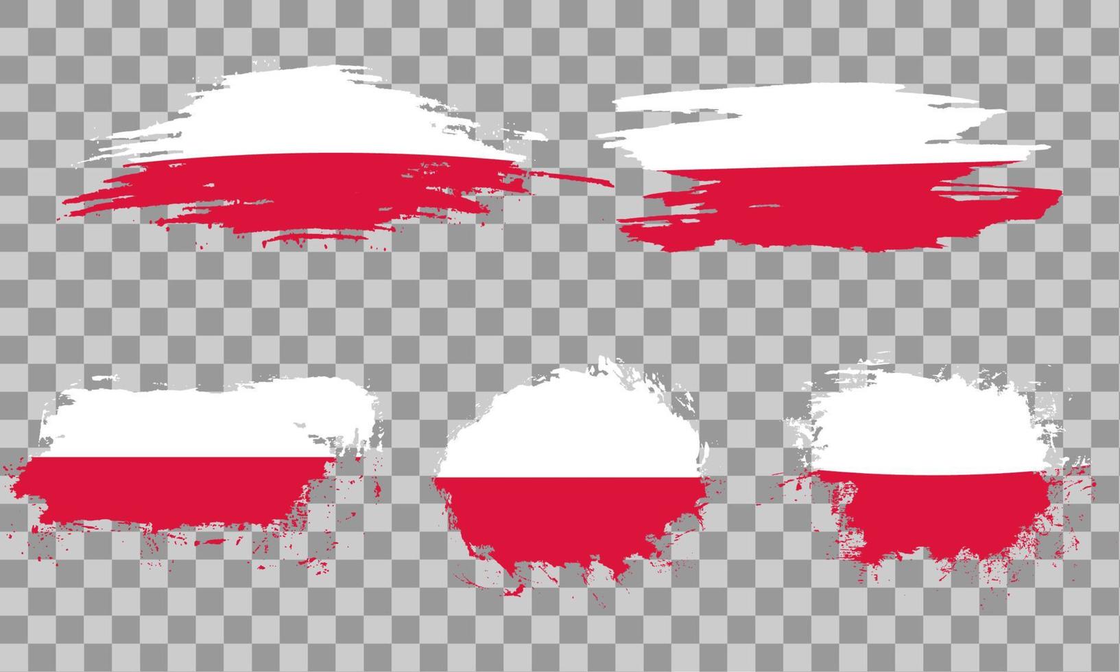 impostato di polacco bandiere nel acquerello spazzola colpi vettore