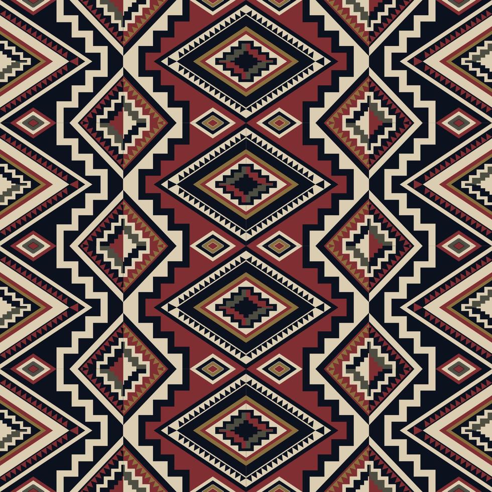 etnico sud-ovest geometrico modello. etnico geometrico diamante forma senza soluzione di continuità modello rosso nero colore boho stile. kilim modello uso per tessuto, tessile, casa decorazione elementi, tappezzeria, avvolgere vettore