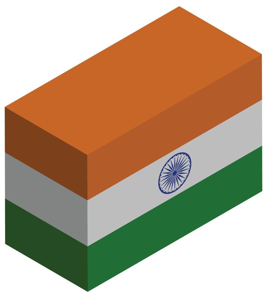 nazionale bandiera di India - isometrico 3d resa. vettore