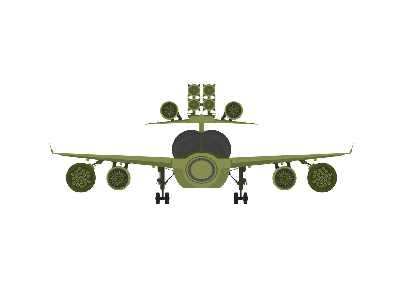 militare aereo davanti Visualizza. verde combattente con razzo lanciatori. vettore