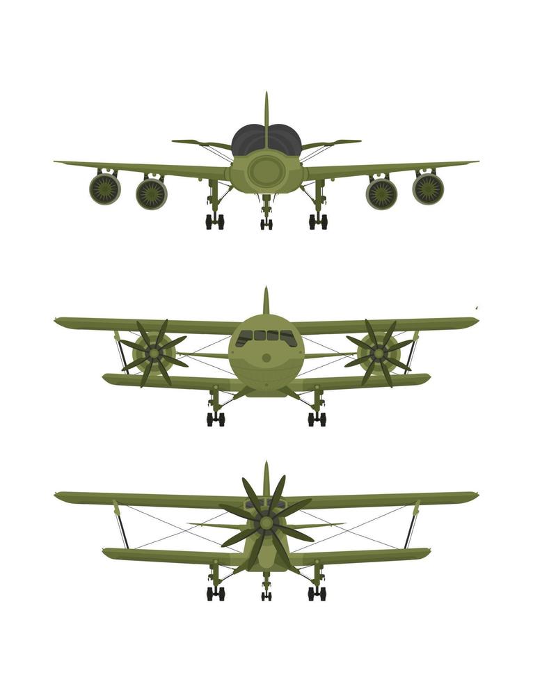 militare aereo impostare, esercito aereo isolato su bianca sfondo, davanti Visualizza vettore