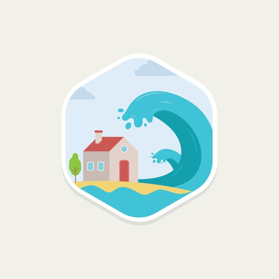 tsunami disastro piatto vettore illustrazione