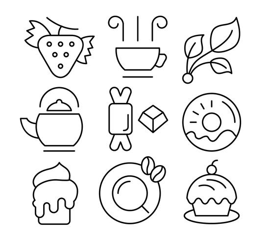 Icone gratuite di tè e dolci vettore