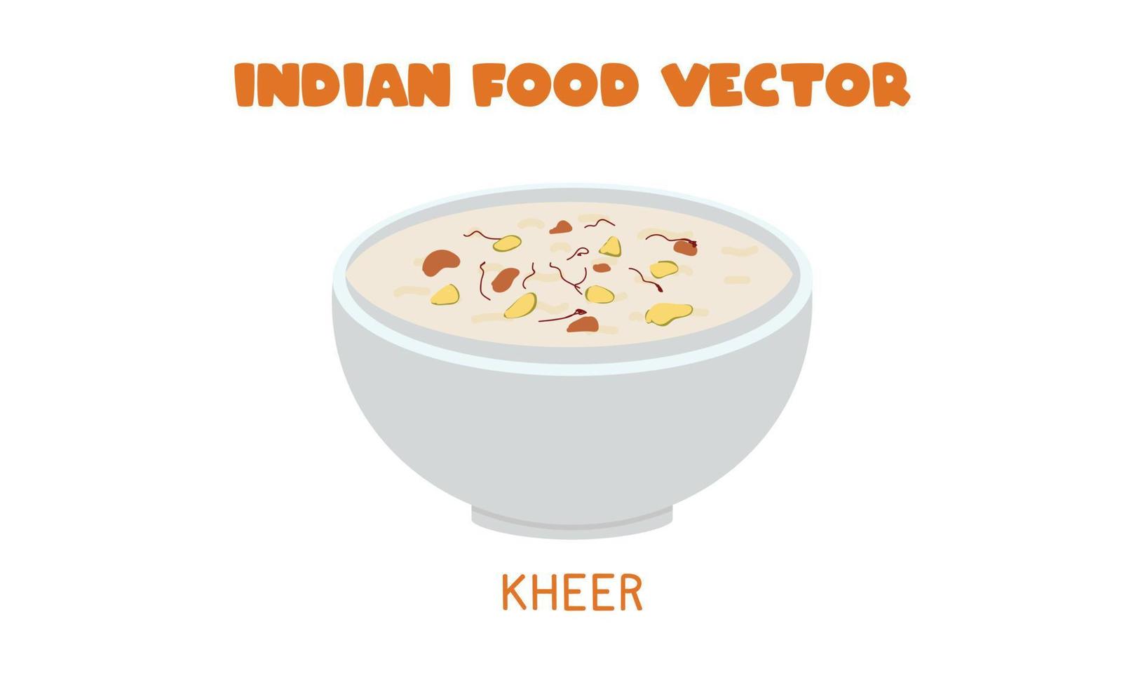 indiano cheer o payasam - indiano dolce riso budino piatto vettore illustrazione isolato su bianca sfondo. cheer clipart cartone animato. asiatico cibo. indiano cucina. indiano cibo