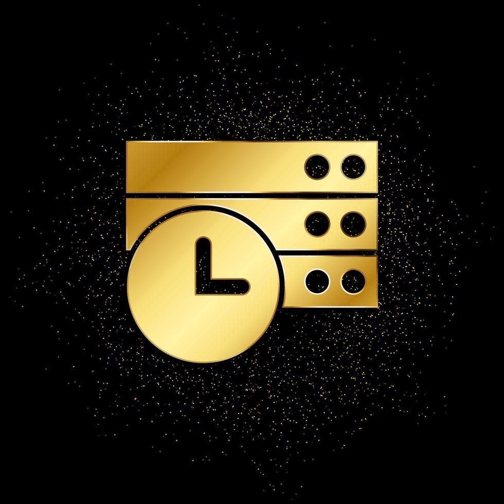 Banca dati, server, alle oro icona. vettore illustrazione di d'oro particella sfondo