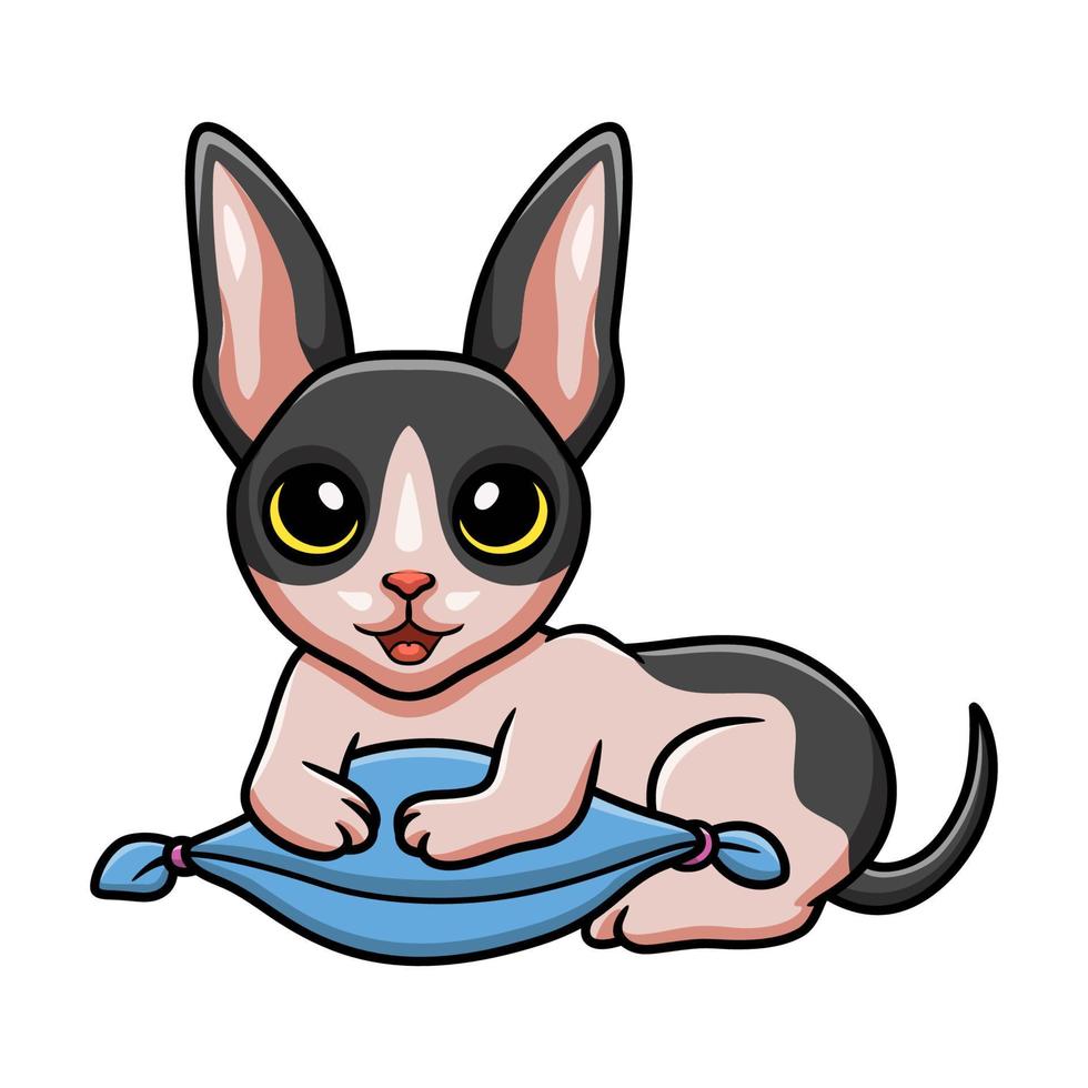 carino gatto della Cornovaglia rex cartone animato su il cuscino vettore