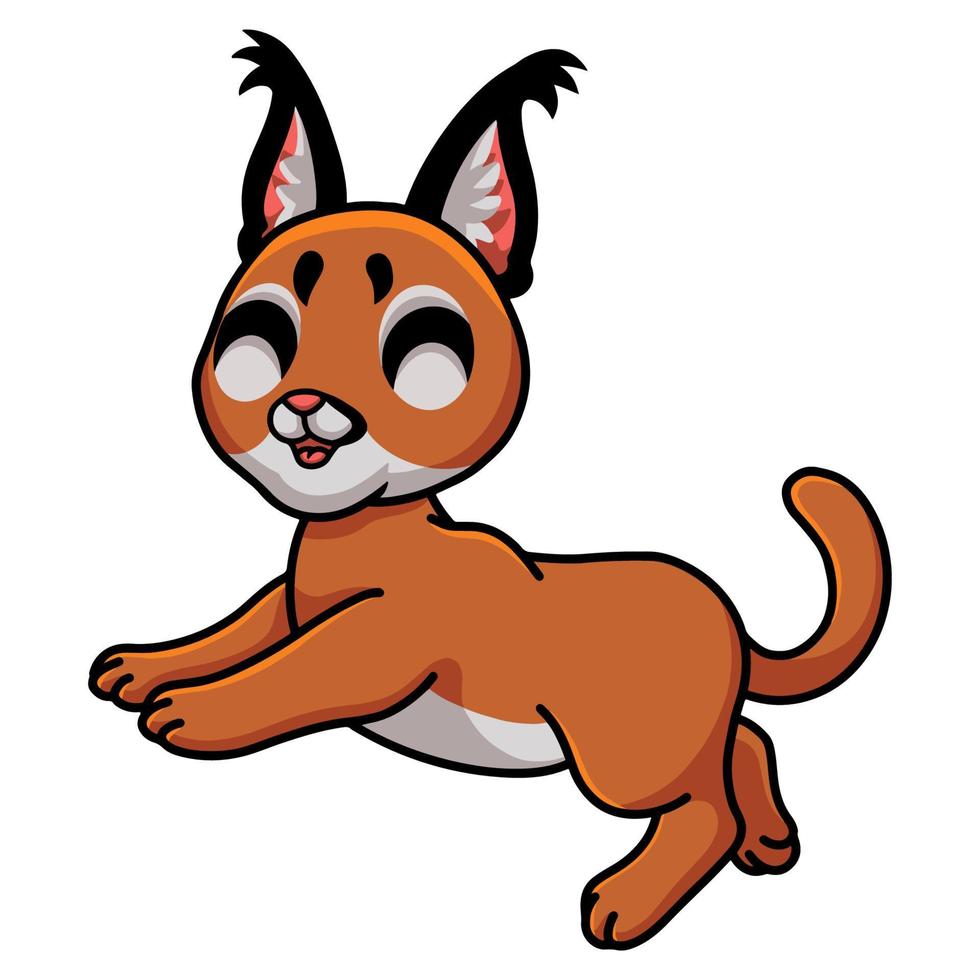 carino Caracal gatto cartone animato a piedi vettore