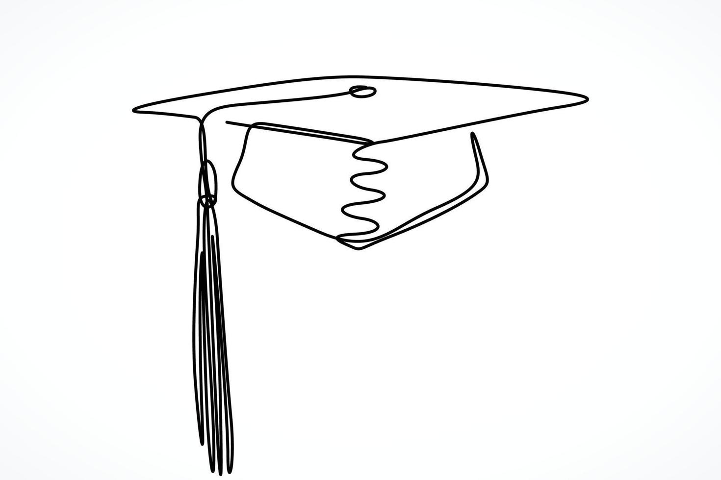 singolo continuo linea disegno di la laurea cappello vettore