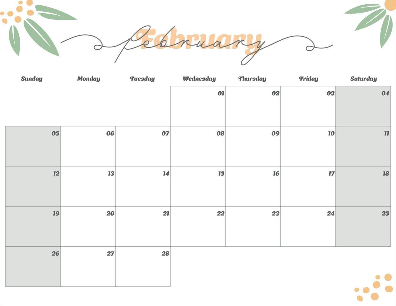 febbraio 2023 carino mensile progettista calendario vettore