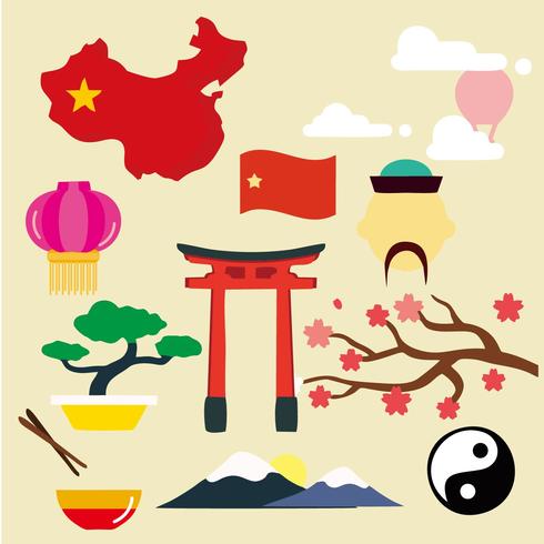 Vettore libero delle icone di asiatico, cinese e giapponese
