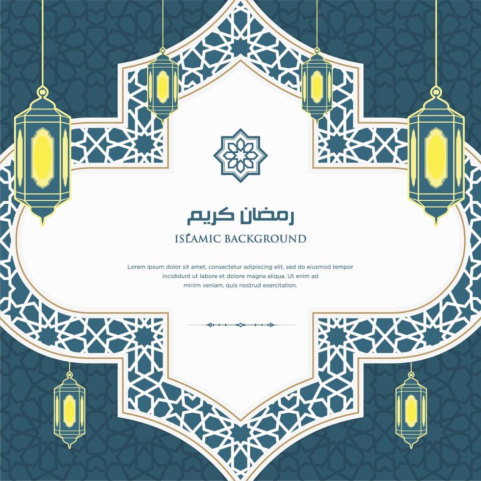 Ramadan kareem Arabo islamico elegante bianca e d'oro lusso ornamento sfondo con Arabo modello e decorativo ornamento arco telaio vettore
