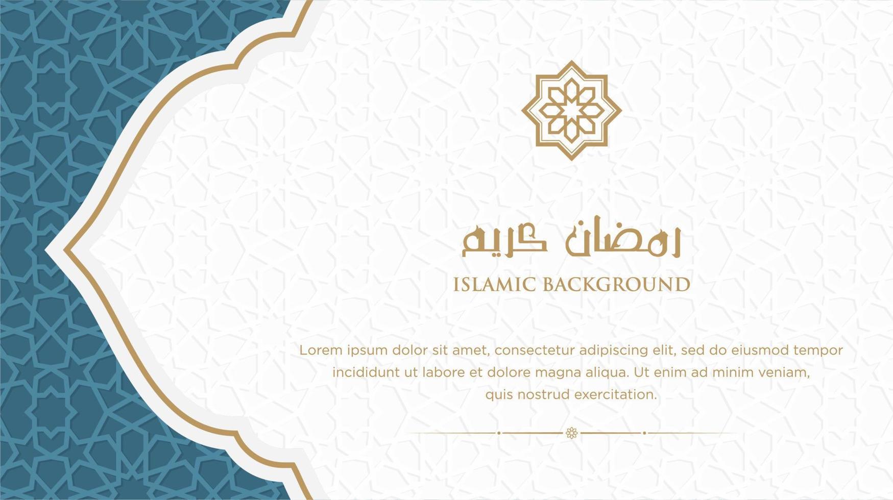 Ramadan kareem Arabo islamico elegante bianca e d'oro lusso ornamento sfondo con Arabo modello e decorativo ornamento arco telaio vettore