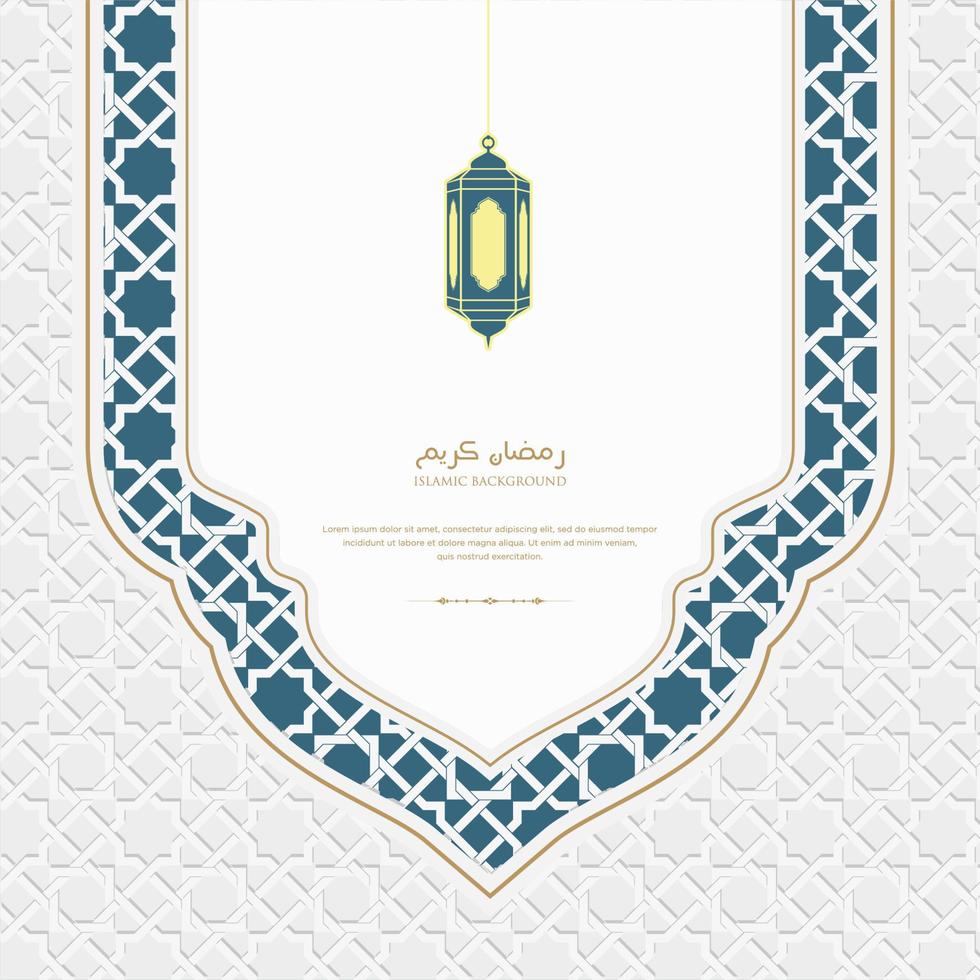 Ramadan kareem Arabo islamico elegante bianca e d'oro lusso ornamento sfondo con Arabo modello e decorativo ornamento arco telaio vettore