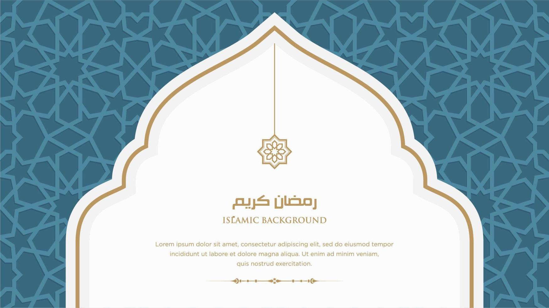 Ramadan kareem Arabo islamico elegante bianca e d'oro lusso ornamento sfondo con Arabo modello e decorativo ornamento arco telaio vettore