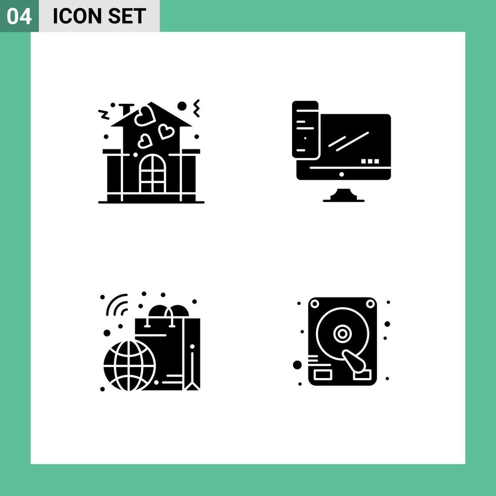 4 creativo icone moderno segni e simboli di famiglia Borsa persone dispositivo shopping modificabile vettore design elementi