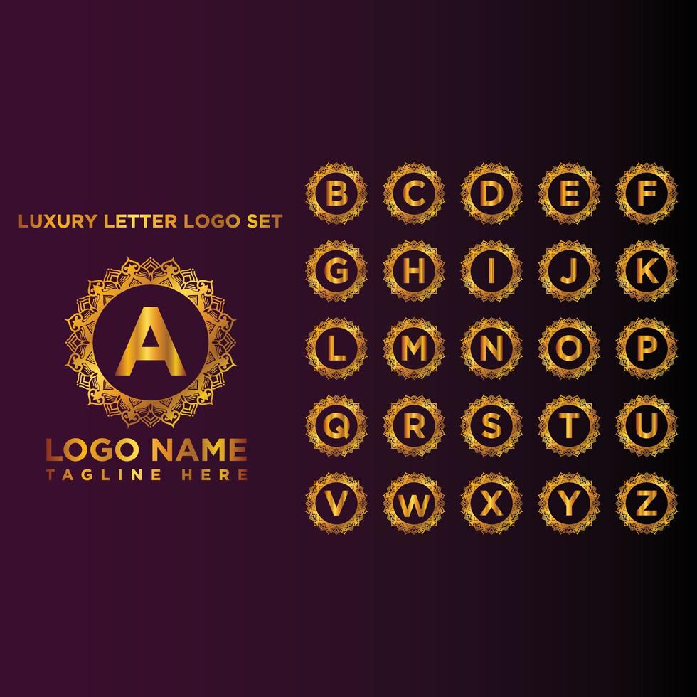 lusso ornamentale d'oro lettera logo impostato vettore