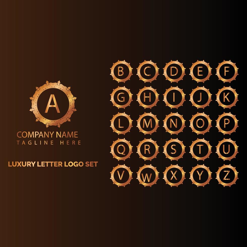 lusso ornamentale d'oro lettera logo impostato vettore