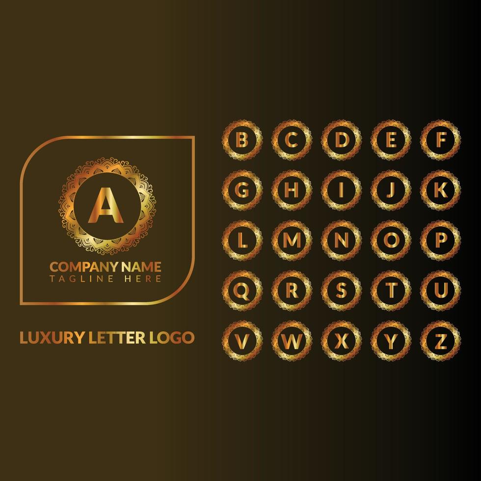 lusso ornamentale d'oro lettera logo impostato vettore