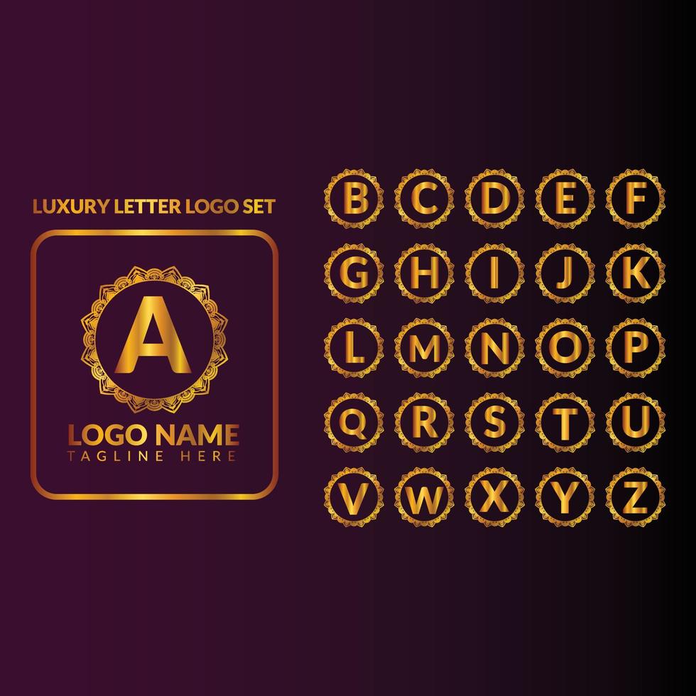 lusso ornamentale d'oro lettera logo impostato vettore